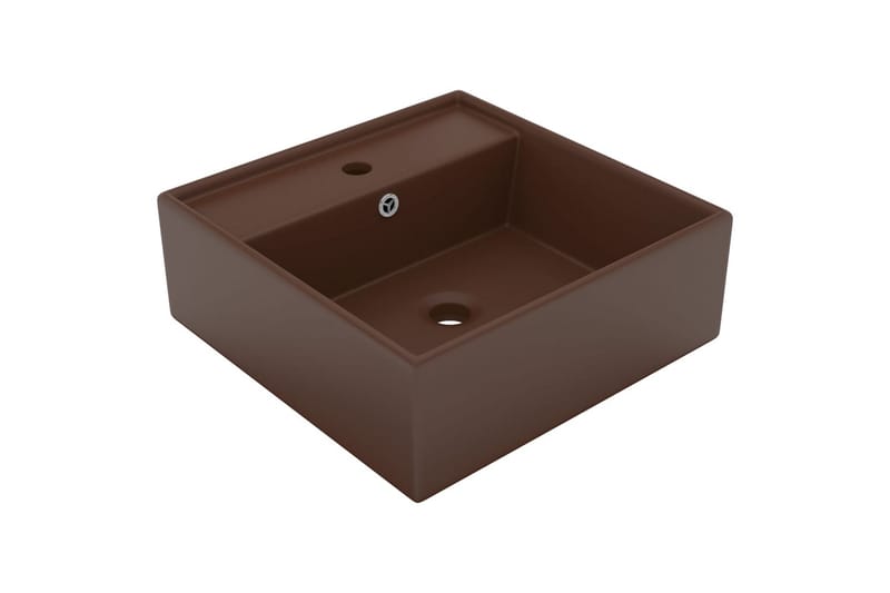 Fyrkantigt handfat bräddavlopp matt mörkbrun 41x41 cm kerami - Brun - Hus & renovering - Kök & bad - Badrum - Tvättst�äll & handfat - Enkelhandfat