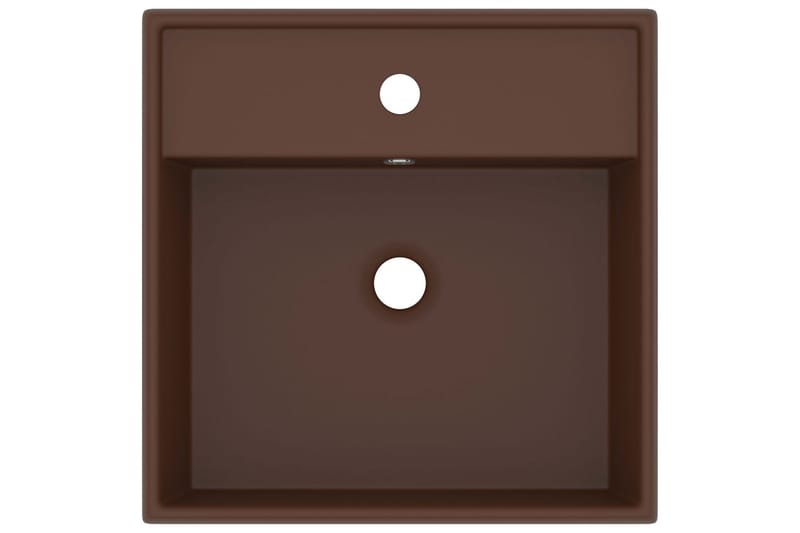 Fyrkantigt handfat bräddavlopp matt mörkbrun 41x41 cm kerami - Brun - Hus & renovering - Kök & bad - Badrum - Tvättställ & handfat - Enkelhandfat