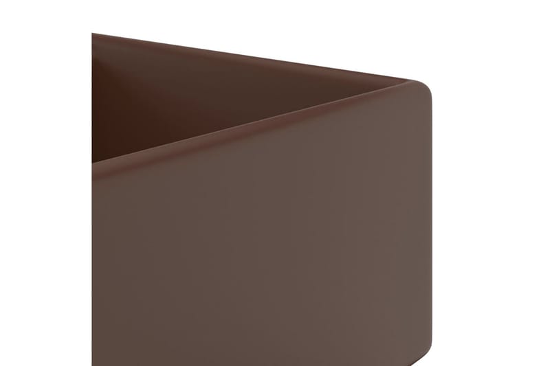 Fyrkantigt handfat bräddavlopp matt mörkbrun 41x41 cm kerami - Brun - Hus & renovering - Kök & bad - Badrum - Tvättställ & handfat - Enkelhandfat