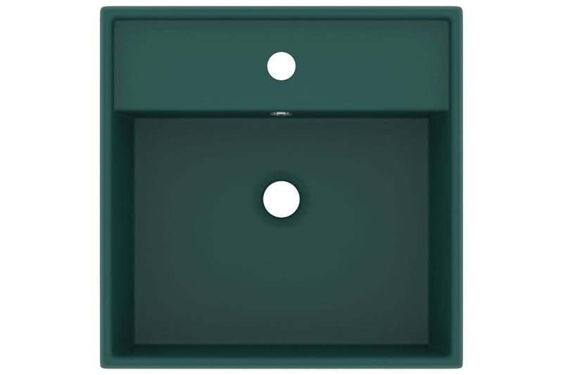 Fyrkantigt handfat bräddavlopp matt mörkgrön 41x41cm keramik - Grön - Hus & renovering - Kök & bad - Badrum - Tvättställ & handfat - Enkelhandfat