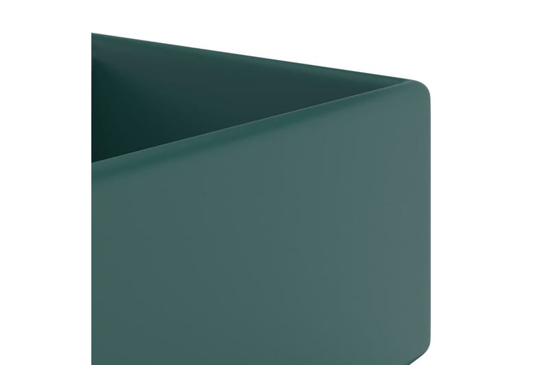 Fyrkantigt handfat bräddavlopp matt mörkgrön 41x41cm keramik - Grön - Hus & renovering - Kök & bad - Badrum - Tvättställ & handfat - Enkelhandfat