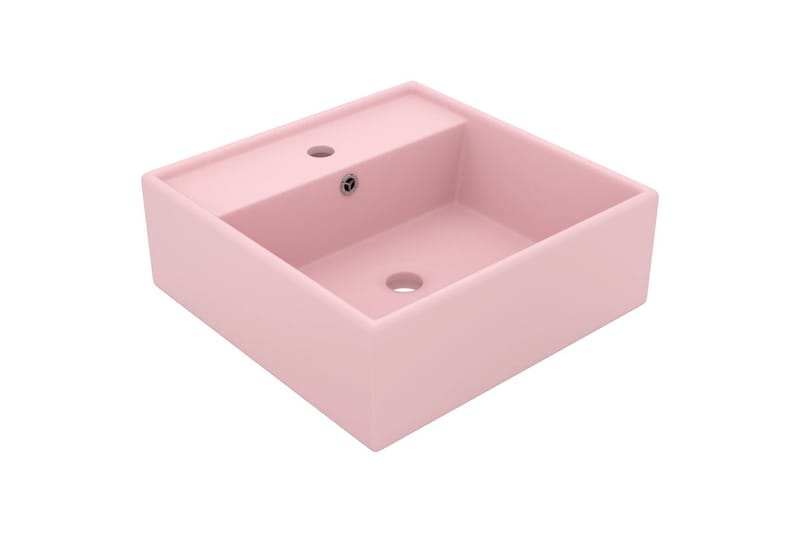 Fyrkantigt handfat bräddavlopp matt rosa 41x41 cm keramik - Rosa - Hus & renovering - Kök & bad - Badrum - Tvättställ & handfat - Enkelhandfat