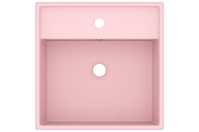 Fyrkantigt handfat bräddavlopp matt rosa 41x41 cm keramik - Rosa - Hus & renovering - Kök & bad - Badrum - Tvättställ & handfat - Enkelhandfat