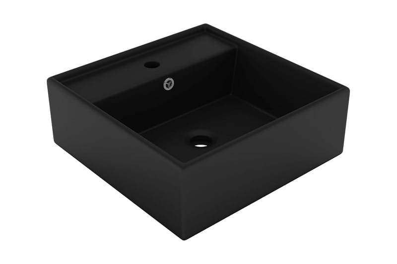 Fyrkantigt handfat bräddavlopp matt svart 41x41 cm keramik - Svart - Hus & renovering - Kök & bad - Badrum - Tvättställ & handfat - Enkelhandfat