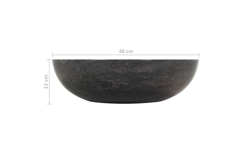 Handfat 40x12 cm marmor svart - Svart - Enkelhandfat
