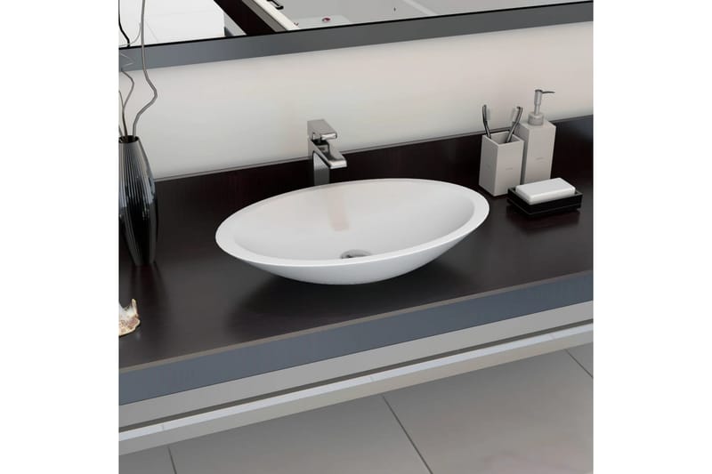 Handfat 59,3x35,1x10,7 cm mineralgjuten vit - Vit - Hus & renovering - Kök & bad - Badrum - Tvättställ & handfat - Enkelhandfat