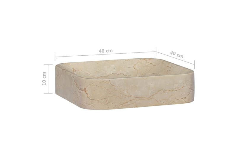 Handfat gräddvit 40x40x10 cm marmor - Vit - Enkelhandfat