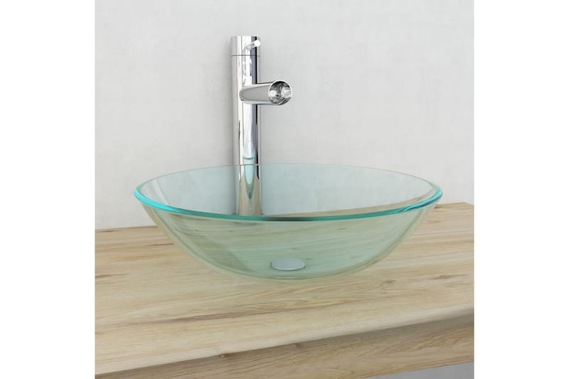Handfat i härdat glas 42 cm transparent - Silver - Hus & renovering - Kök & bad - Badrum - Tvättställ & handfat - Enkelhandfat