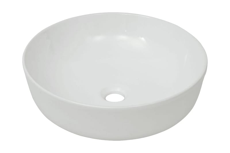 Handfat i keramik 41,5x13,5 cm rund vit - Vit - Enkelhandfat