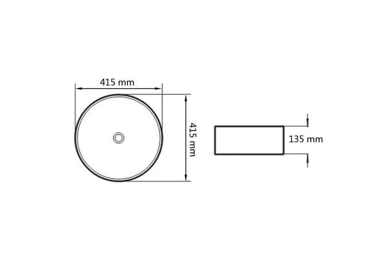 Handfat i keramik 41,5x13,5 cm rund vit - Vit - Hus & renovering - Kök & bad - Badrum - Tvättställ & handfat - Enkelhandfat