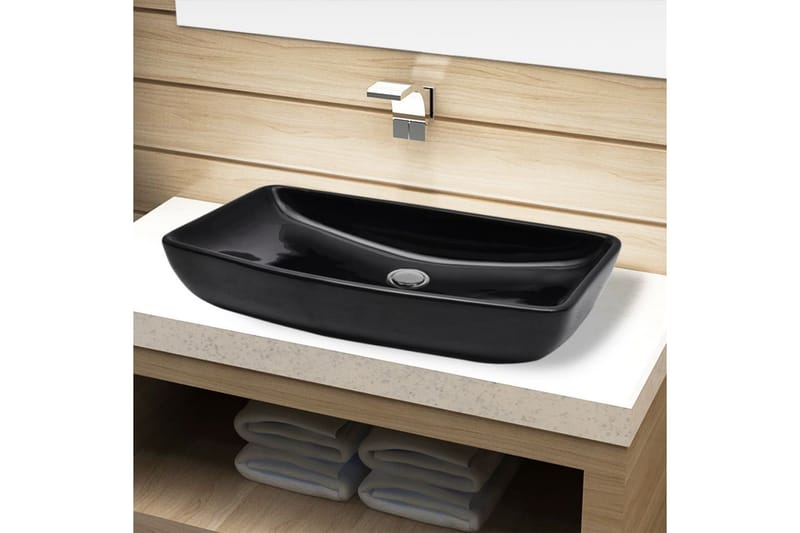 Handfat i svart keramik rektangulär - Svart - Hus & renovering - Kök & bad - Badrum - Tvättställ & handfat - Enkelhandfat