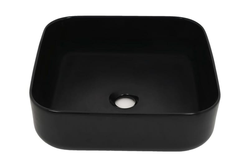 Handfat keramik fyrkantig svart 38x38x13,5 cm - Svart - Hus & renovering - Kök & bad - Badrum - Tvättställ & handfat - Enkelhandfat