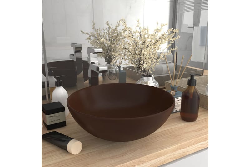 Handfat keramik mörkbrun rund - Brun - Hus & renovering - Kök & bad - Badrum - Tvättställ & handfat - Enkelhandfat