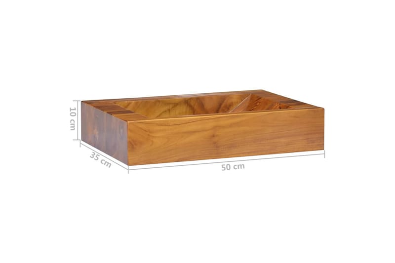 Handfat massiv teak 50x35x10 cm - Brun - Hus & renovering - Kök & bad - Badrum - Tvättställ & handfat - Enkelhandfat