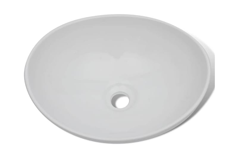Handfat med blandare keramik oval vit - Vit - Hus & renovering - Kök & bad - Badrum - Tvättställ & handfat - Enkelhandfat
