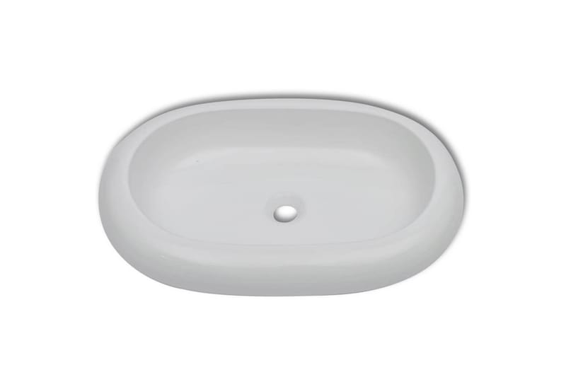 Handfat med blandare keramik oval vit - Vit - Hus & renovering - Kök & bad - Badrum - Tvättställ & handfat - Enkelhandfat