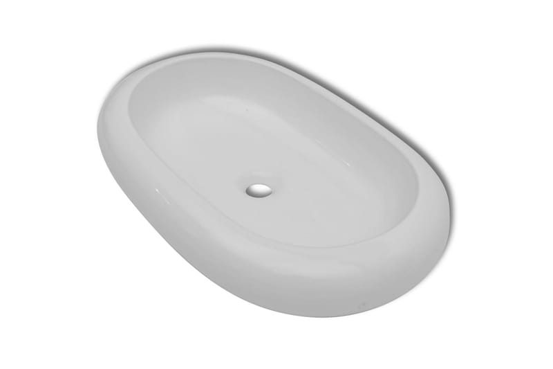 Handfat med blandare keramik oval vit - Vit - Hus & renovering - Kök & bad - Badrum - Tvättställ & handfat - Enkelhandfat