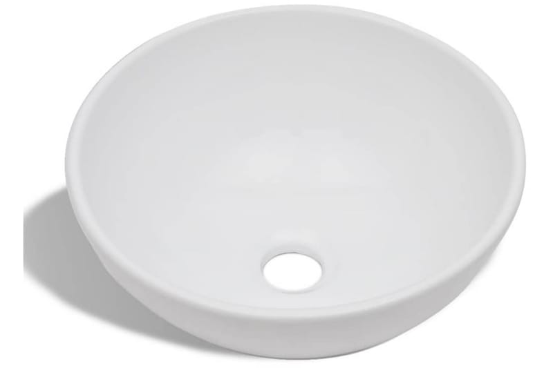 Handfat med blandare keramik rund vit - Vit - Hus & renovering - Kök & bad - Badrum - Tvättställ & handfat - Enkelhandfat