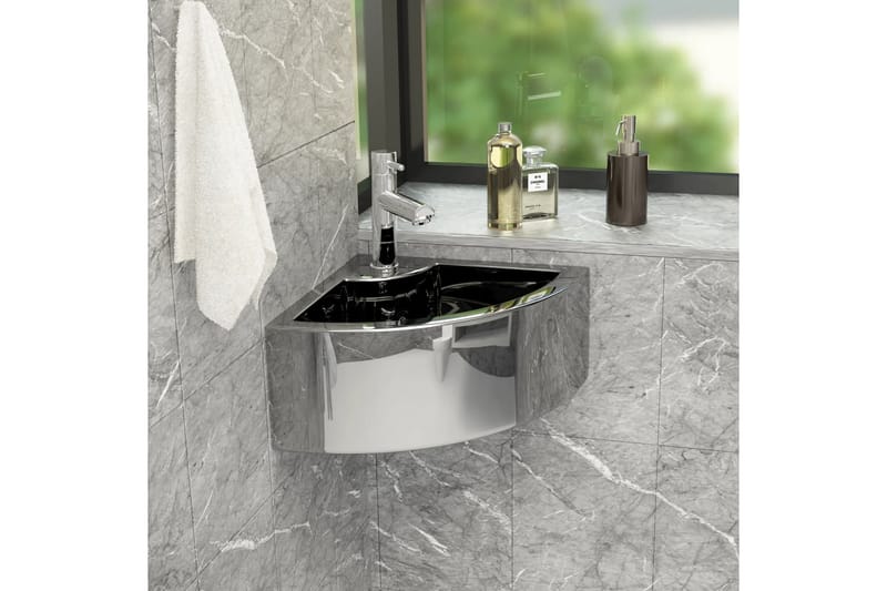 Handfat med bräddavlopp 45x32x12,5 cm keramik silver - Silver - Hus & renovering - Kök & bad - Badrum - Tvättställ & handfat - Enkelhandfat