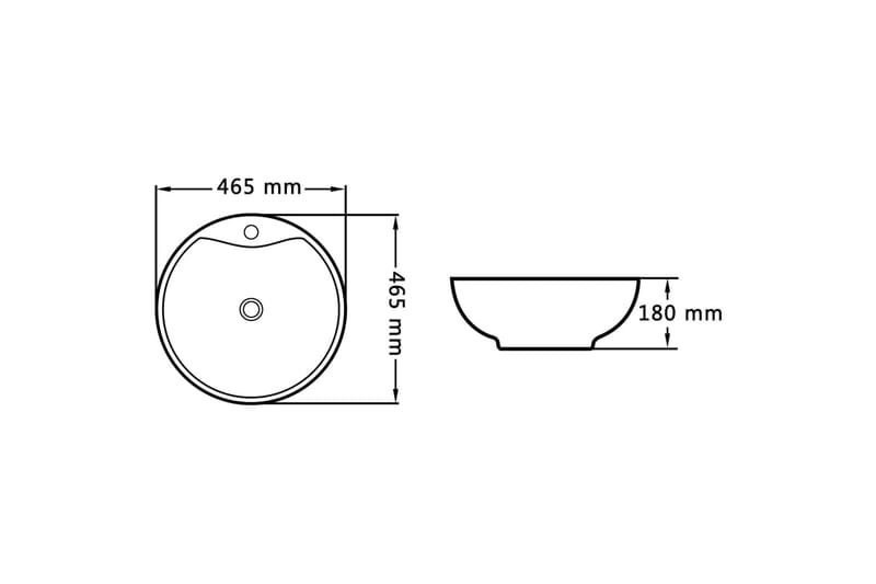 Handfat med bräddavlopp 46,5x18 cm keramik vit - Vit - Hus & renovering - Kök & bad - Badrum - Tvättställ & handfat - Enkelhandfat