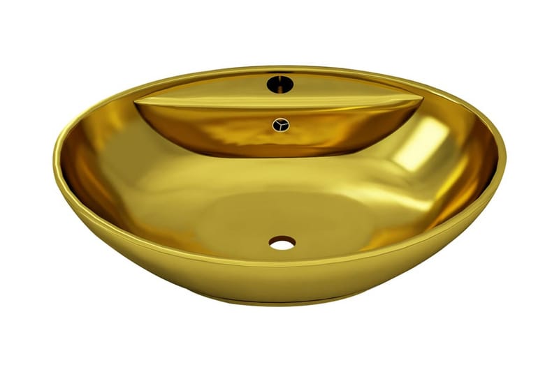 Handfat med bräddavlopp 58,5x39x21 cm keramik guld - Guld - Hus & renovering - Kök & bad - Badrum - Tvättställ & handfat - Enkelhandfat