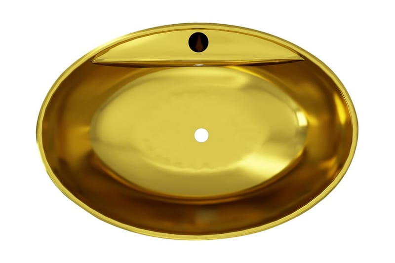 Handfat med bräddavlopp 58,5x39x21 cm keramik guld - Guld - Enkelhandfat