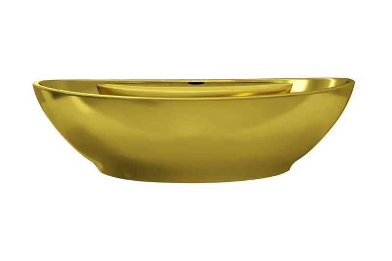 Handfat med bräddavlopp 58,5x39x21 cm keramik guld - Guld - Enkelhandfat