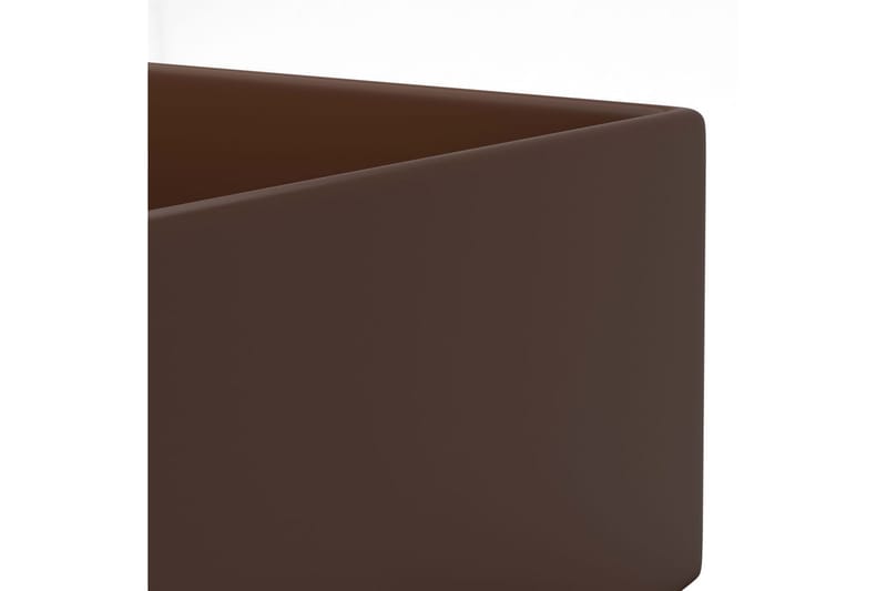 Handfat med bräddavlopp keramik mörkbrun - Brun - Enkelhandfat