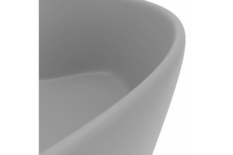 Handfat med bräddavlopp matt ljusgrå 36x13 cm keramik - Grå - Enkelhandfat