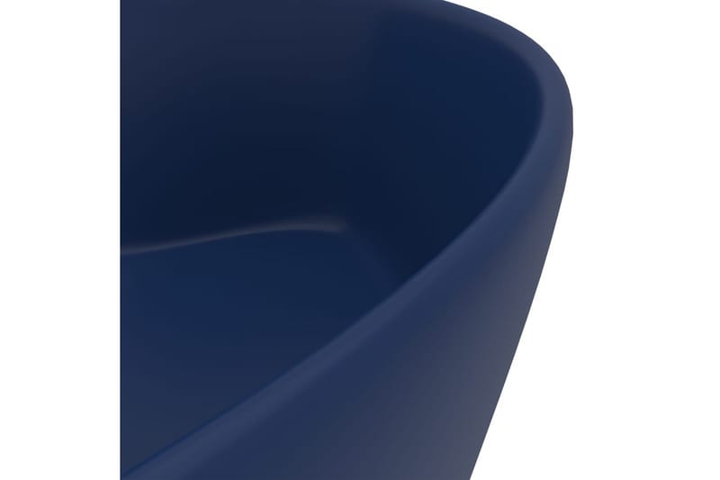 Handfat med bräddavlopp matt mörkblå 36x13 cm keramik - Blå - Enkelhandfat