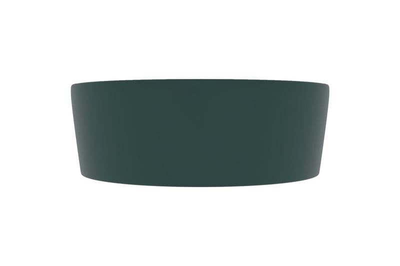 Handfat med bräddavlopp matt mörkgrön 36x13 cm keramik - Grön - Enkelhandfat
