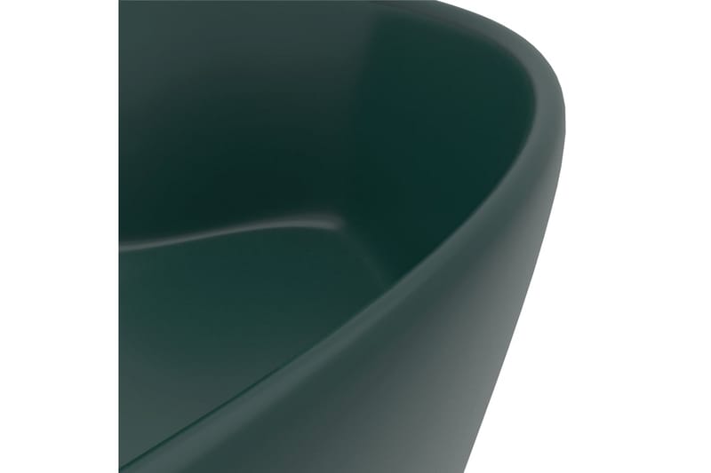 Handfat med bräddavlopp matt mörkgrön 36x13 cm keramik - Grön - Hus & renovering - Kök & bad - Badrum - Tvättställ & handfat - Enkelhandfat