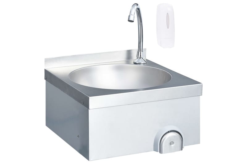 Handfat med kran och tvålpump rostfritt stål - Silver - Hus & renovering - Kök & bad - Badrum - Tvättställ & handfat - Enkelhandfat