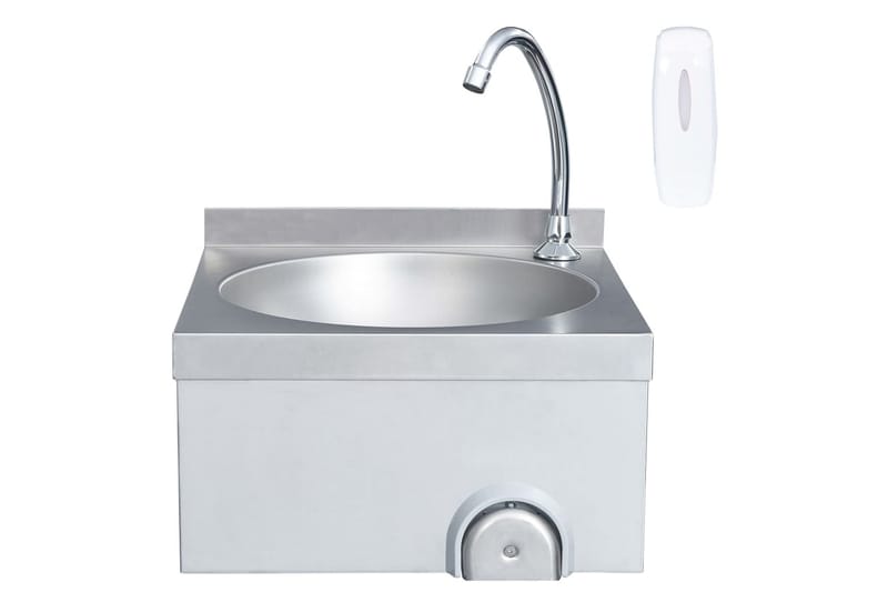Handfat med kran och tvålpump rostfritt stål - Silver - Hus & renovering - Kök & bad - Badrum - Tvättställ & handfat - Enkelhandfat