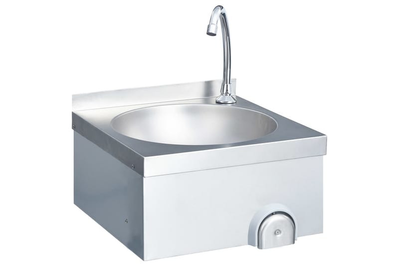 Handfat med kran och tvålpump rostfritt stål - Silver - Hus & renovering - Kök & bad - Badrum - Tvättställ & handfat - Enkelhandfat