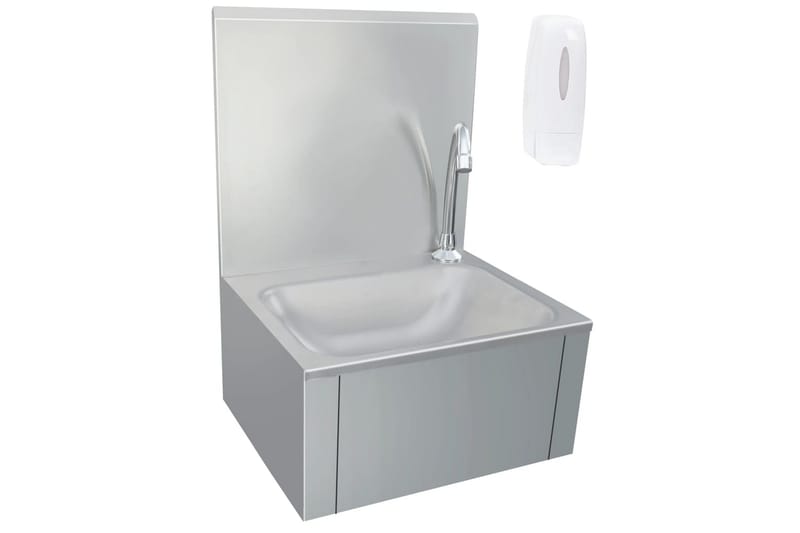 Handfat med kran och tvålpump rostfritt stål - Silver - Hus & renovering - Kök & bad - Badrum - Tvättställ & handfat - Enkelhandfat