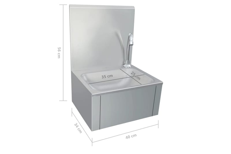 Handfat med kran och tvålpump rostfritt stål - Silver - Hus & renovering - Kök & bad - Badrum - Tvättställ & handfat - Enkelhandfat
