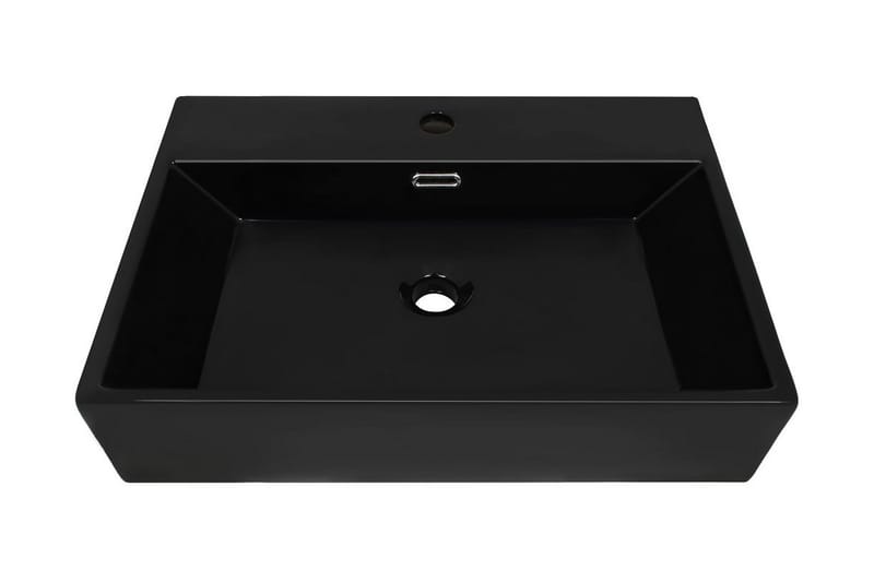 Handfat med kranhål keramik svart 60,5x42,5x14,5 cm - Svart - Hus & renovering - Kök & bad - Badrum - Tvättställ & handfat - Enkelhandfat