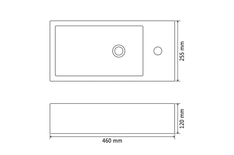 Handfat med kranhål rektangulär keramisk vit 46x25,5x12 cm - Vit - Hus & renovering - Kök & bad - Badrum - Tvättställ & handfat - Enkelhandfat
