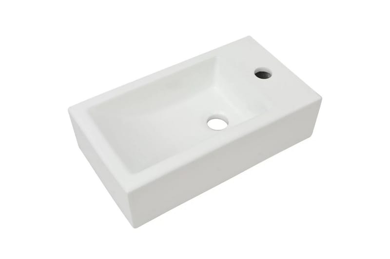 Handfat med kranhål rektangulär keramisk vit 46x25,5x12 cm - Vit - Hus & renovering - Kök & bad - Badrum - Tvättställ & handfat - Enkelhandfat