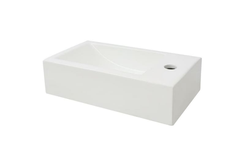 Handfat med kranhål rektangulär keramisk vit 46x25,5x12 cm - Vit - Hus & renovering - Kök & bad - Badrum - Tvättställ & handfat - Enkelhandfat