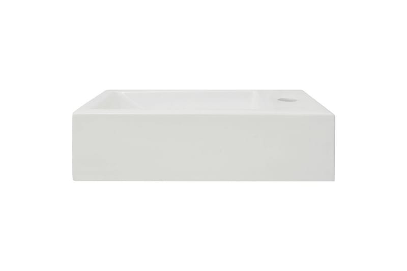 Handfat med kranhål rektangulär keramisk vit 46x25,5x12 cm - Vit - Enkelhandfat