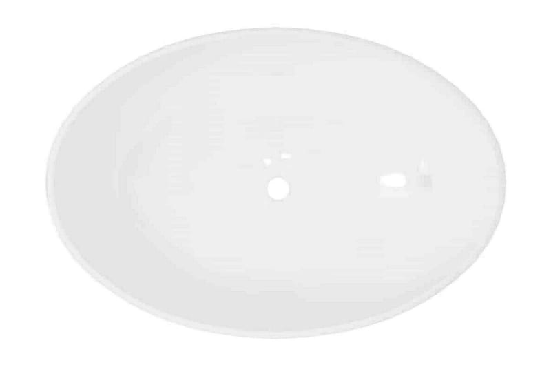 Handfat ovalt 40x33 cm keramisk vit - Vit - Enkelhandfat