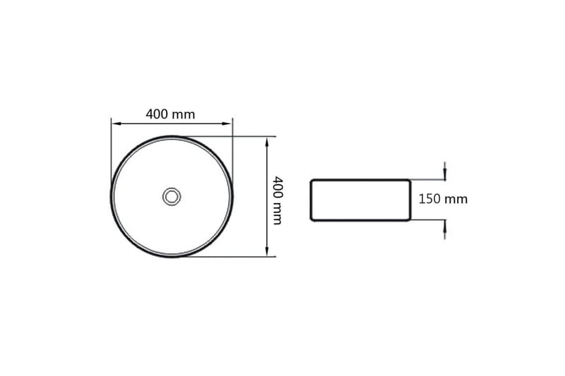 Handfat rund keramik vit 40x15 cm - Vit - Hus & renovering - Kök & bad - Badrum - Tvättställ & handfat - Enkelhandfat