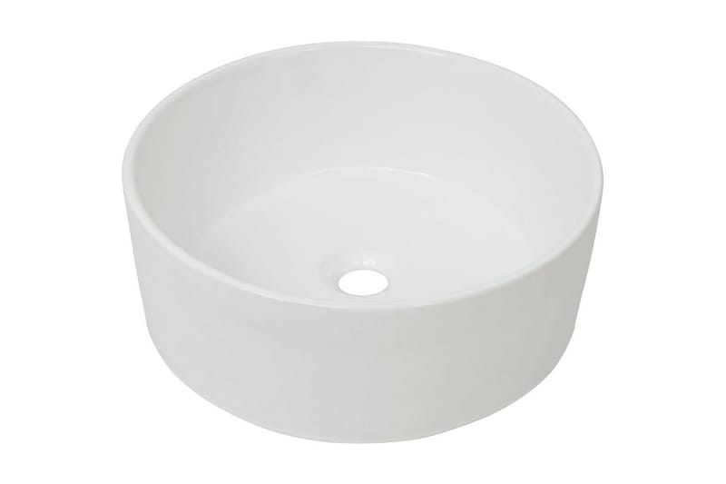 Handfat rund keramik vit 40x15 cm - Vit - Hus & renovering - Kök & bad - Badrum - Tvättställ & handfat - Enkelhandfat