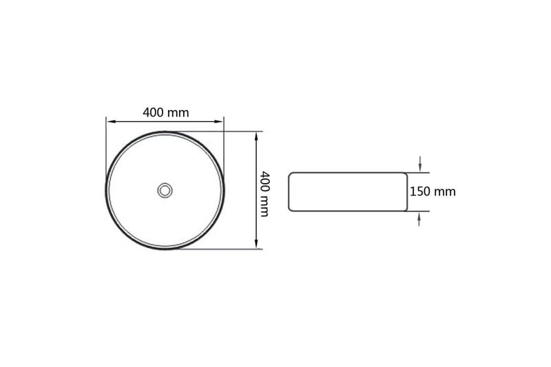 Handfat rund keramik vit 40x15 cm - Vit - Hus & renovering - Kök & bad - Badrum - Tvättställ & handfat - Enkelhandfat