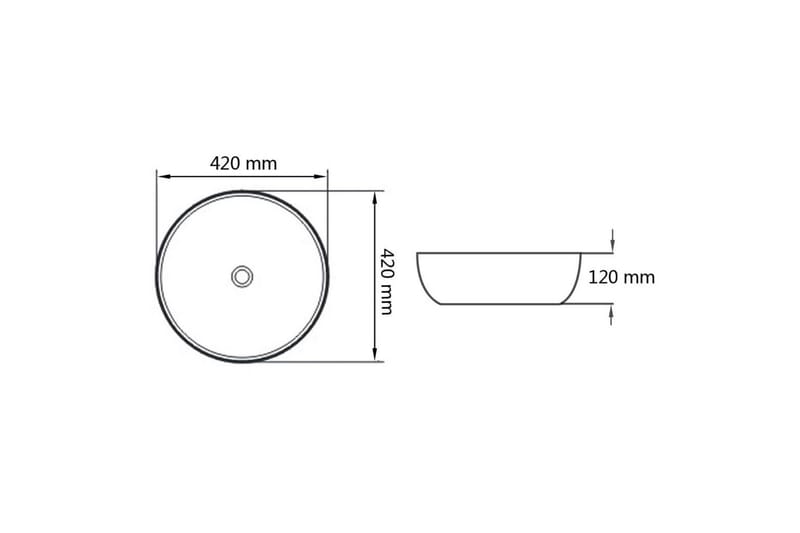 Handfat rund keramik vit 42x12 cm - Vit - Enkelhandfat