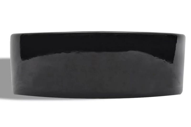 Handfat svart i keramik med kranhål och översvämningshål run - Svart - Enkelhandfat