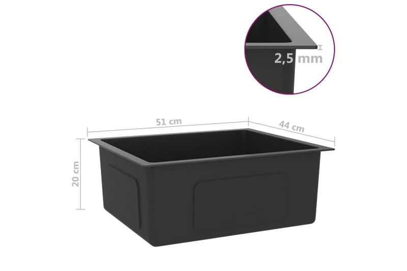 Handgjord diskho svart rostfritt stål - Svart - Hus & renovering - Kök & bad - Badrum - Tvättställ & handfat - Enkelhandfat