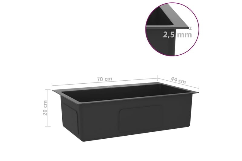 Handgjord diskho svart rostfritt stål - Svart - Hus & renovering - Kök & bad - Badrum - Tvättställ & handfat - Enkelhandfat